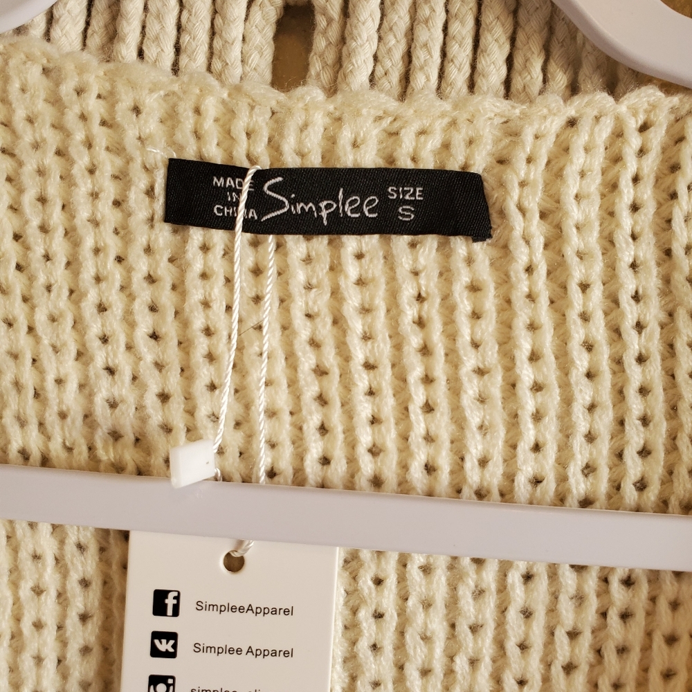 NEW SIMPLEE Knit Striped Open Duster Cardigan S - Picture 7 of 8